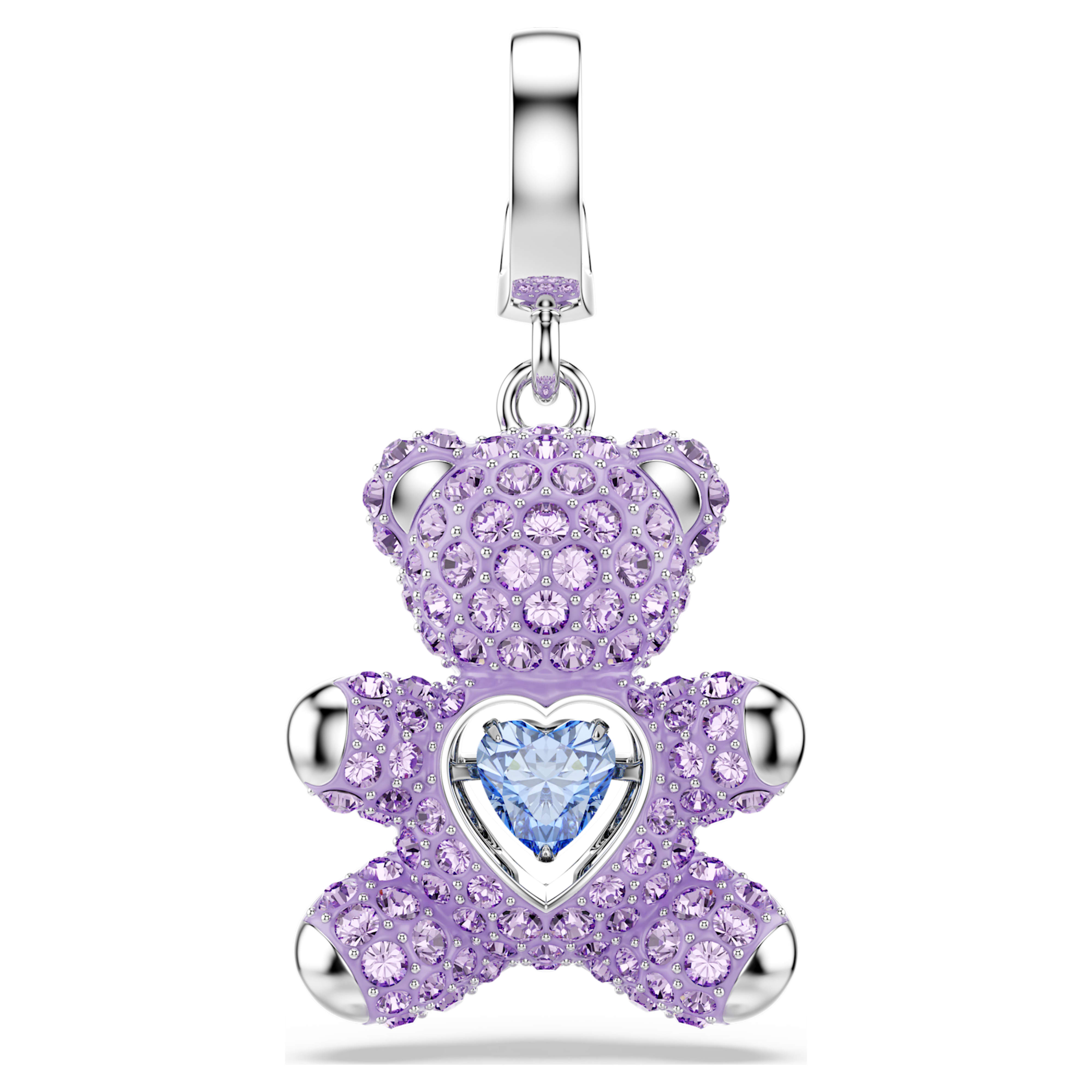 Swarovski Idyllia Charm – Mixed cuts, Teddy, Purple, Rhodium plated
