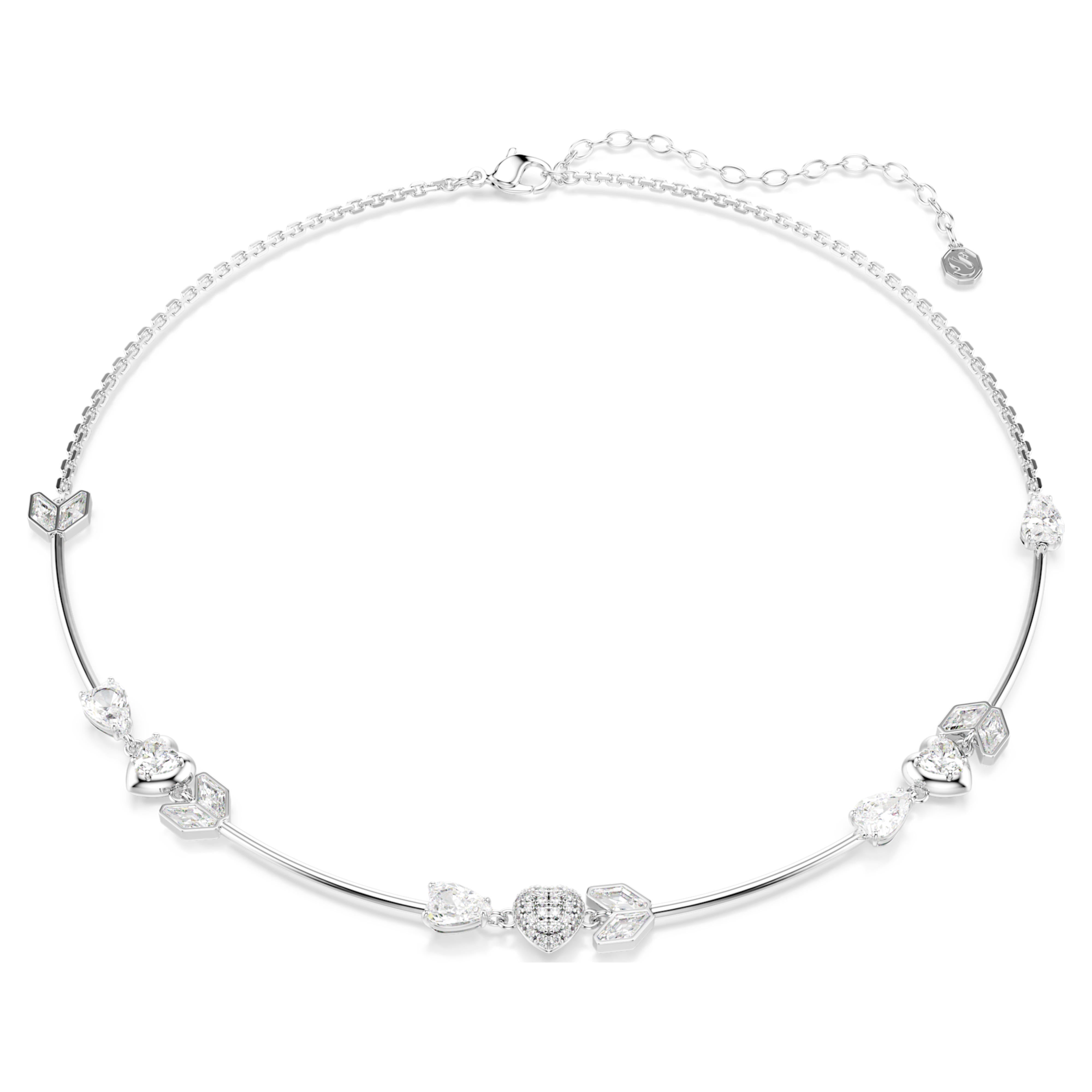 Swarovski Idyllia Necklace – Heart with arrow, White, Rhodium plated