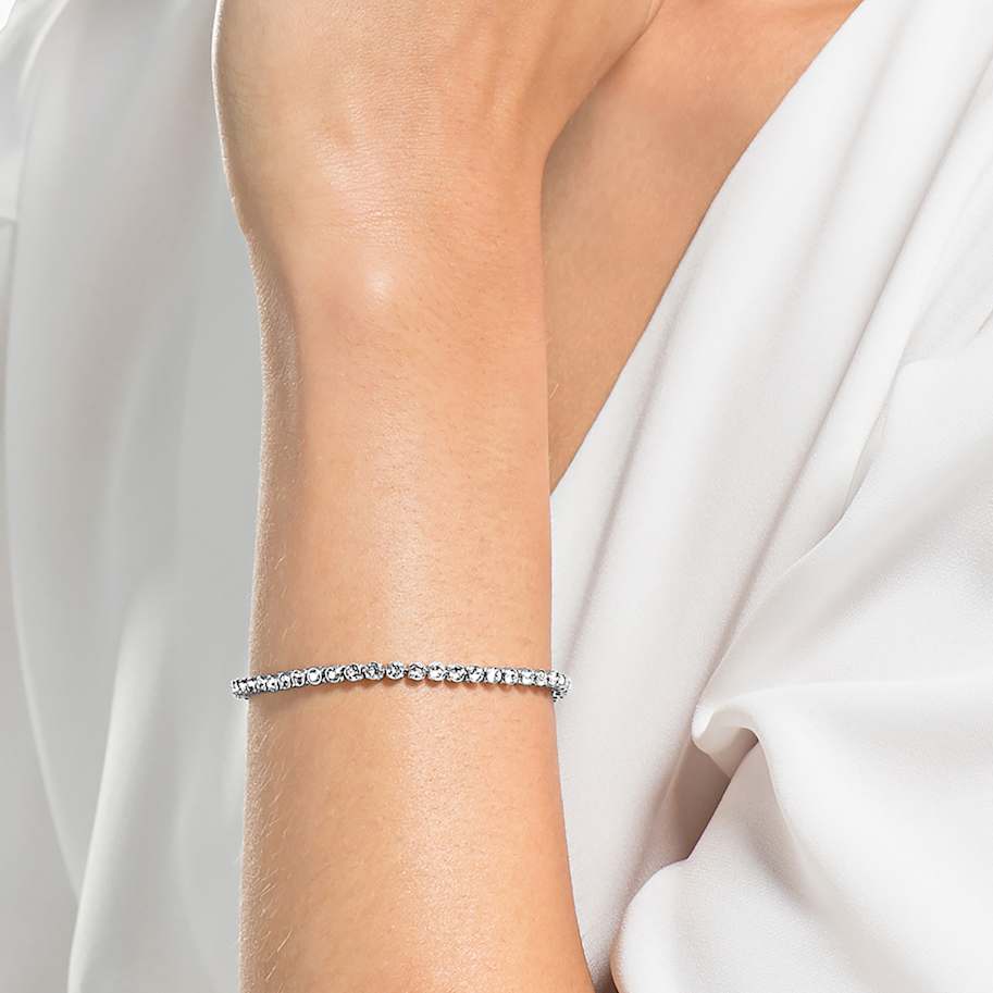 Swarovski Imber Emily Tennis bracelet, Round cut, White, Rhodium plated