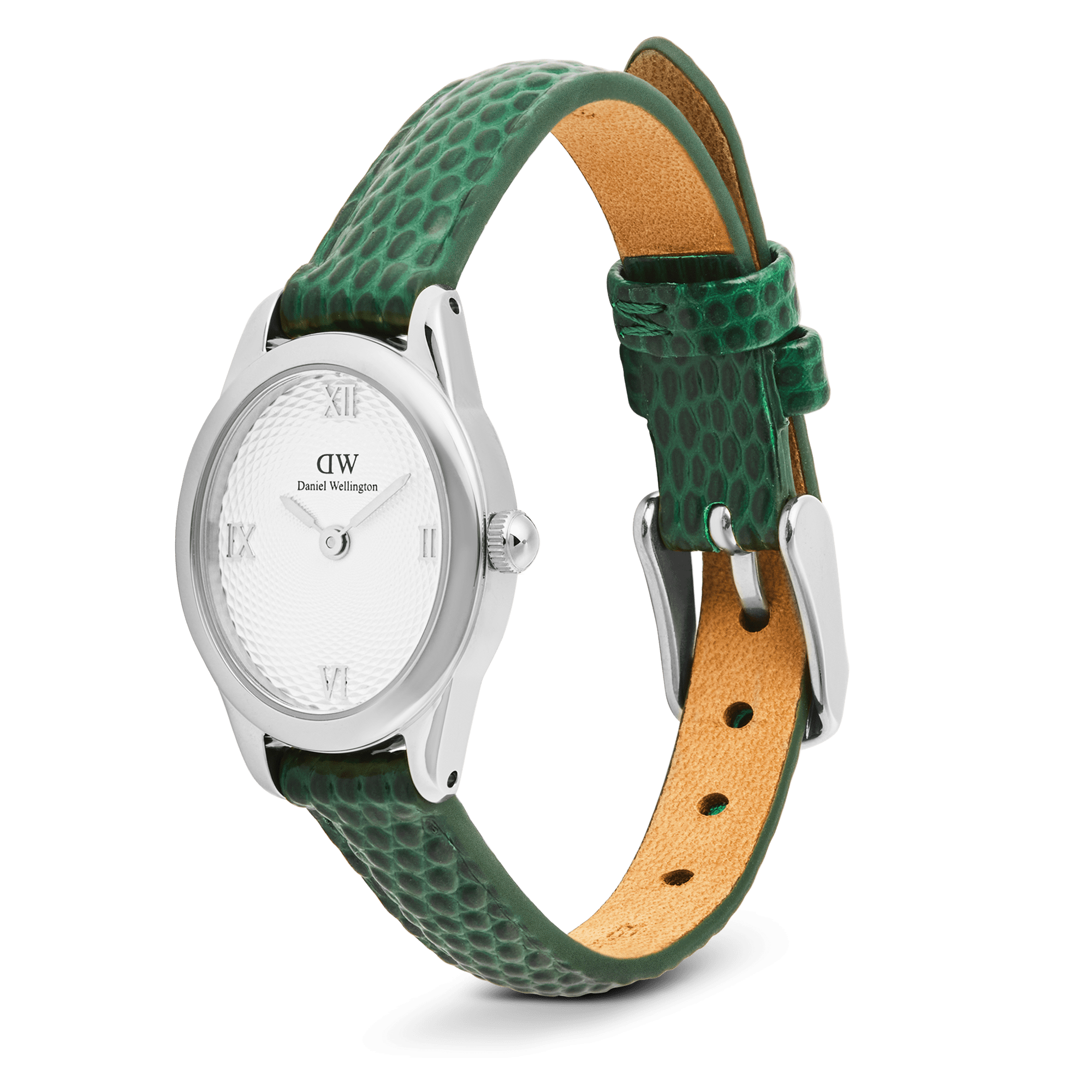 Daniel Wellington Ophelia Mini Green Lizard White Guilloché Silver