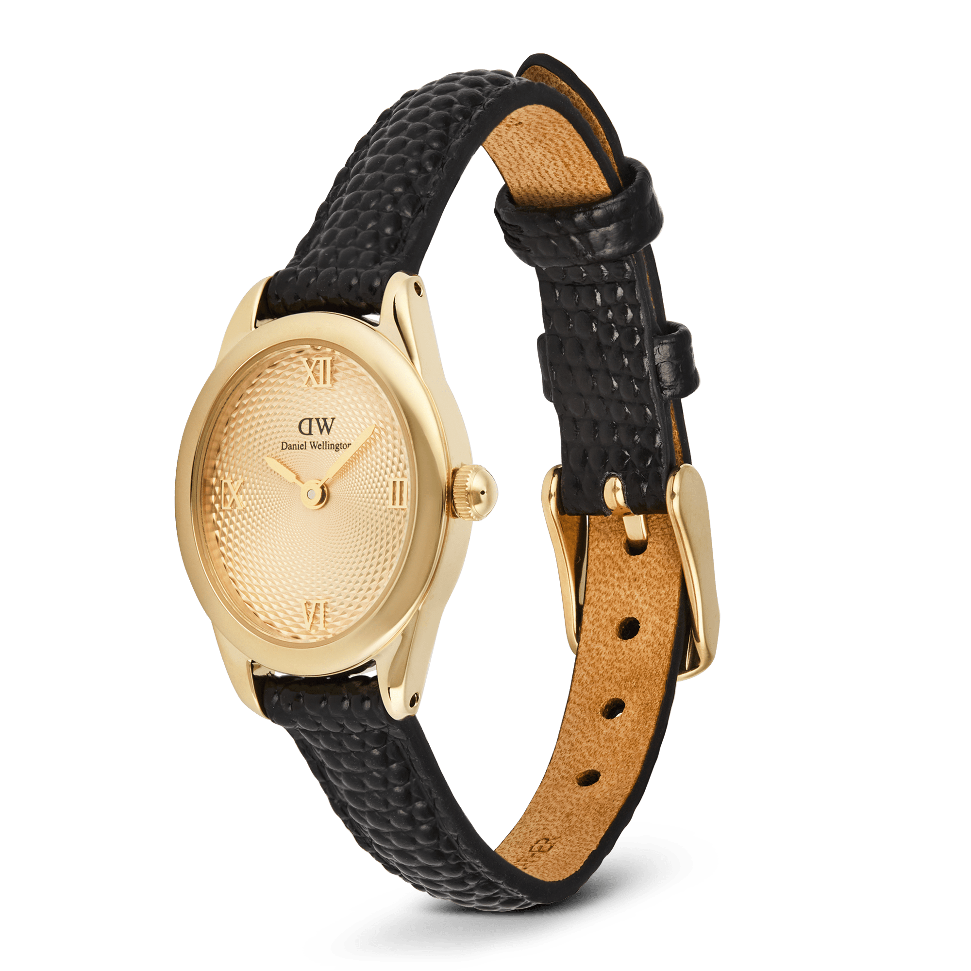 Daniel Wellington Ophelia Mini Black Lizard Unitone Guilloché Gold