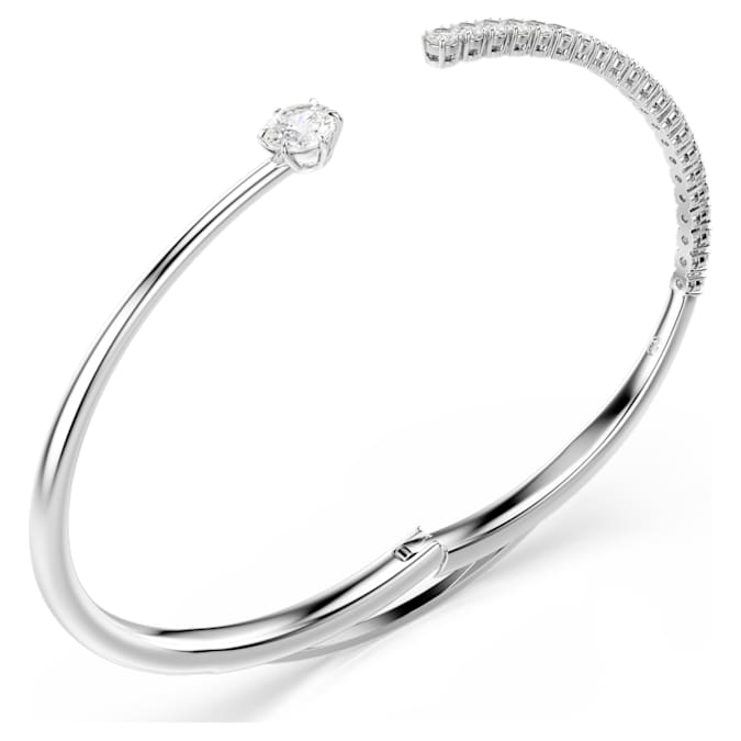 Swarovski Matrix bangle, Round cut, White, Rhodium plated