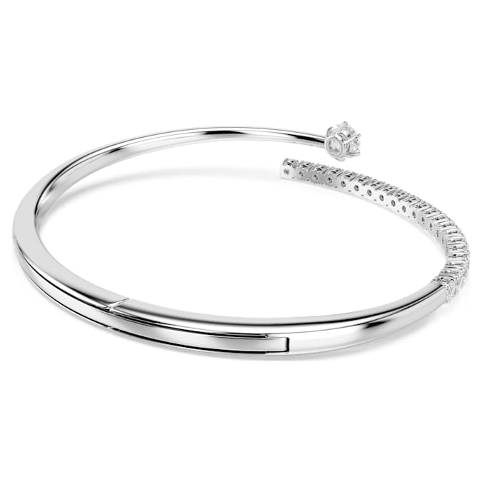 Swarovski Matrix bangle, Round cut, White, Rhodium plated