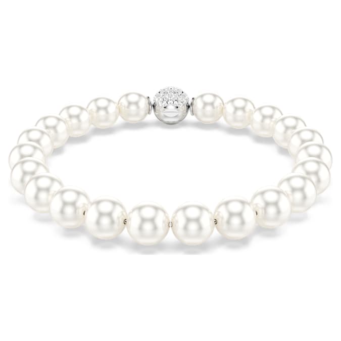 Swarovski Matrix bracelet, Crystal pearl, White, Rhodium plated