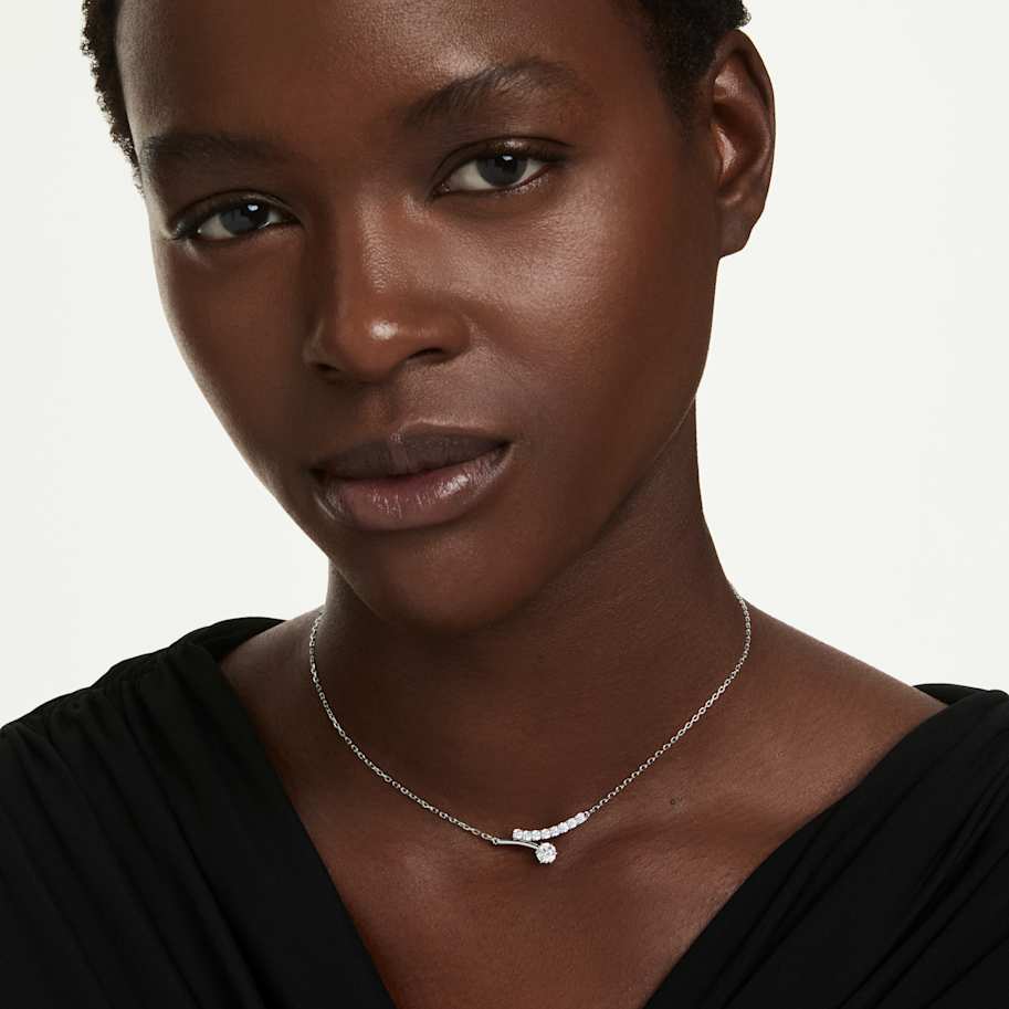 Swarovski Matrix necklace, Round cut, White, Rhodium plated