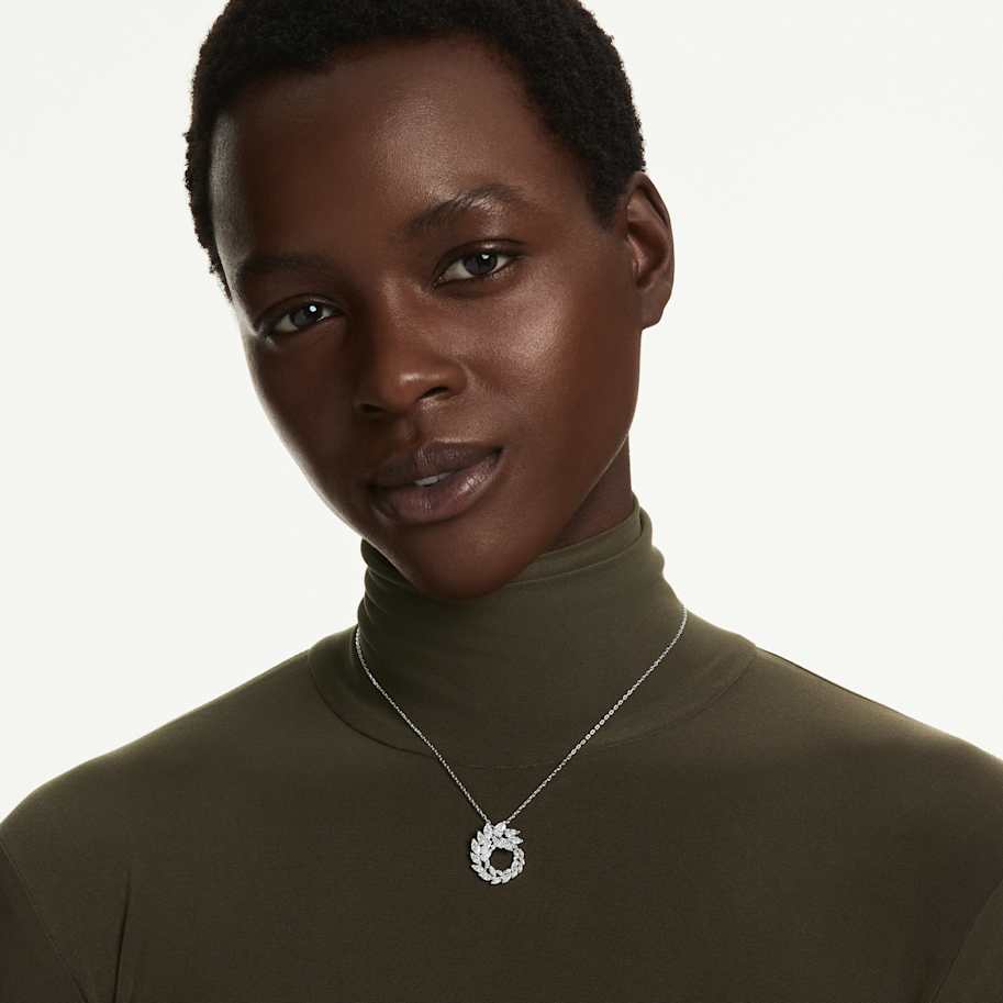 Swarovski Mesmera pendant, Marquise cut, White, Rhodium plated