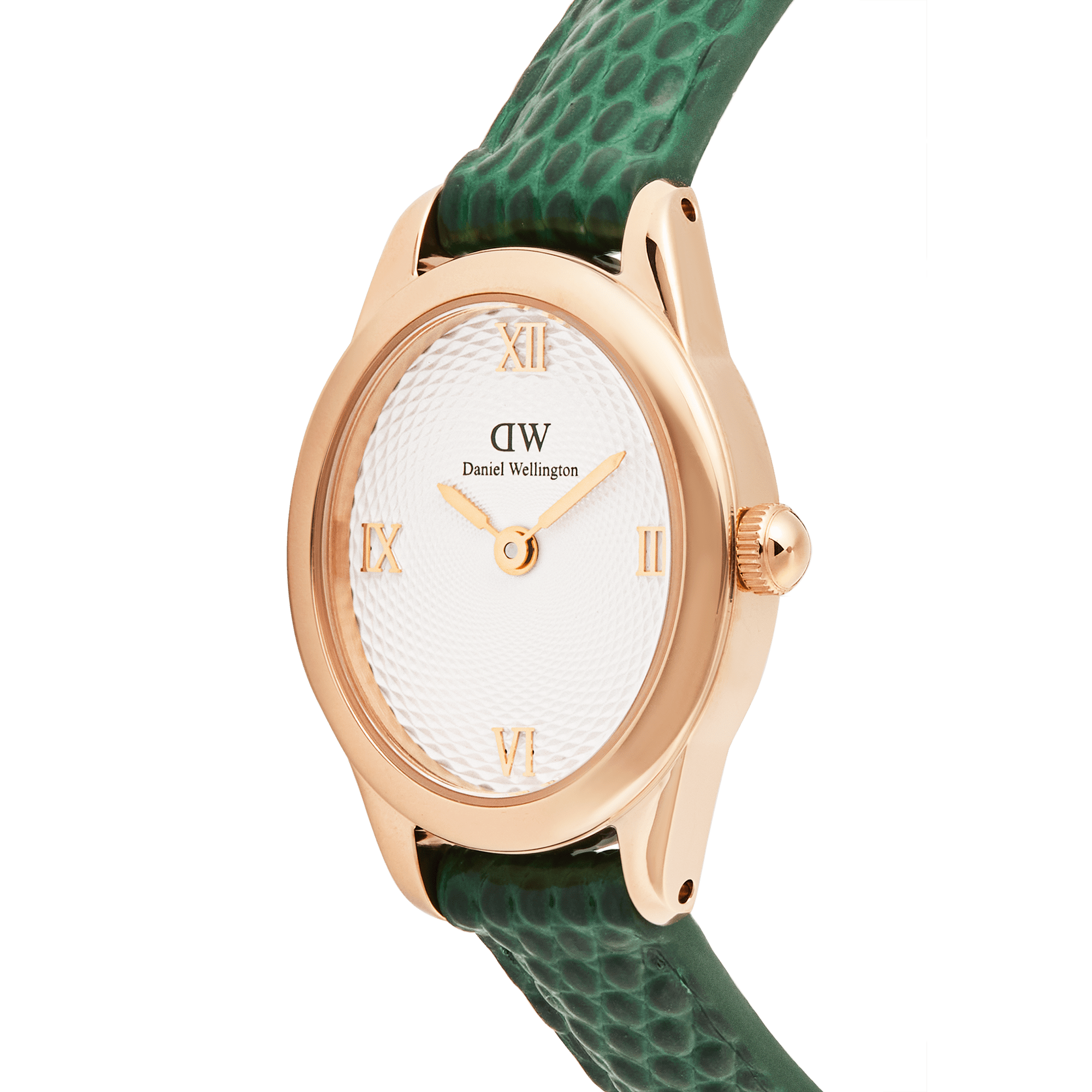 Daniel Wellington Ophelia Mini Green Lizard White Guilloché Rose Gold