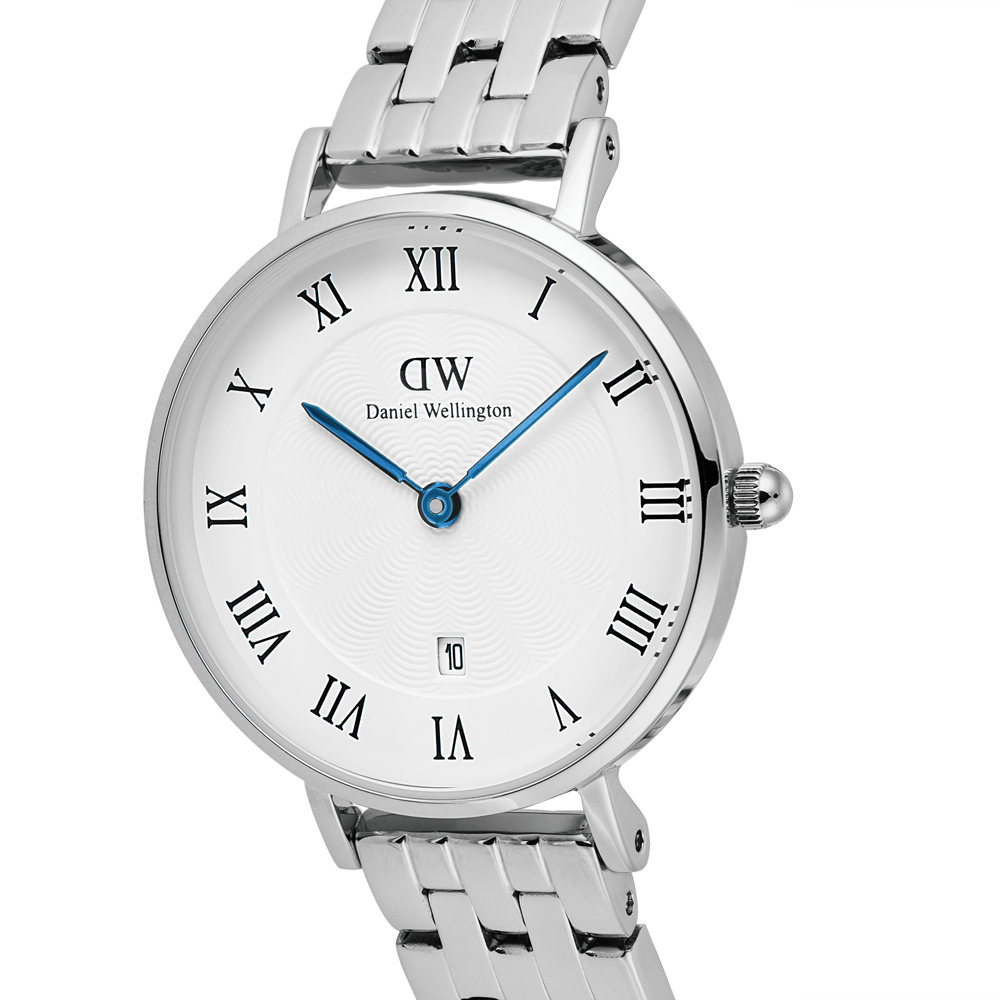 Daniel Wellington Petite Roman Numerals Date 5-link  Silver