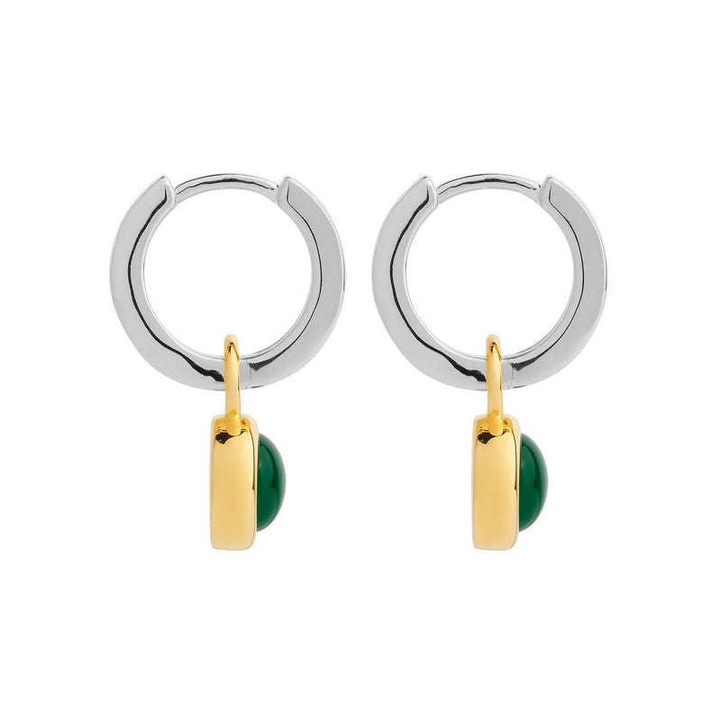 Najo Solace 2-Tone Green Onyx Huggie Earring