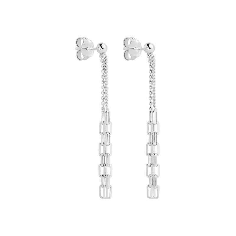 Najo Silver Double Drop Chain Earrings