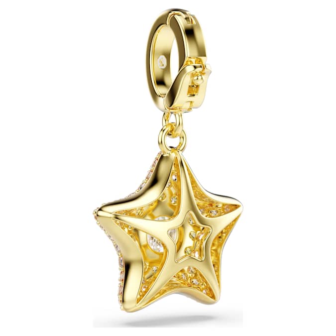 Swarovski Sublima charm, Round cut, Star, Yellow, 18K gold finish
