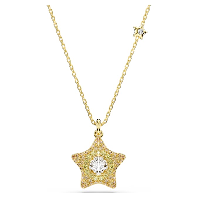 Swarovski Sublima pendant, Round cut, Star, Multicoloured, 18K gold finish