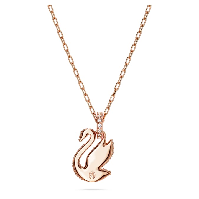 Swarovski Swan pendant, Swan, Small, White, 18K rose gold finish