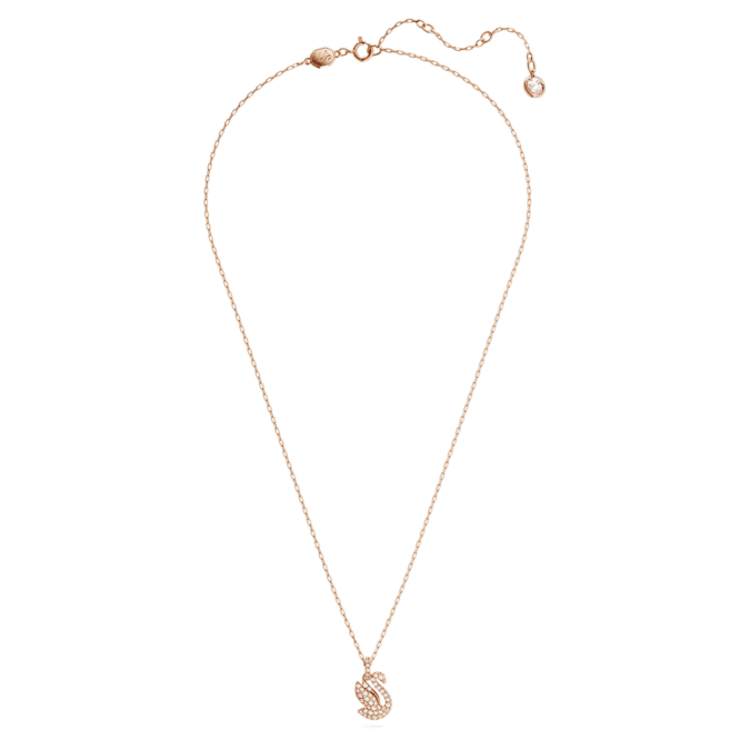 Swarovski Swan pendant, Swan, Small, White, 18K rose gold finish