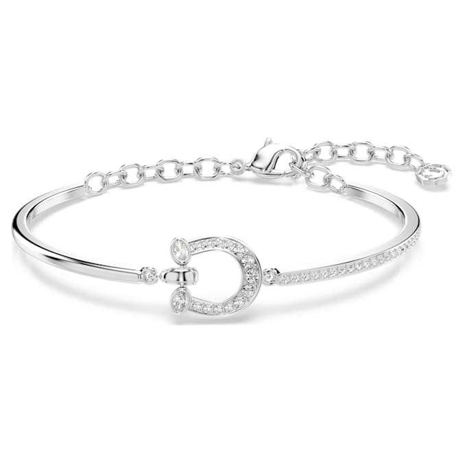 Swarovski Symbolica bracelet, Pavé, Horseshoe, White, Rhodium plated