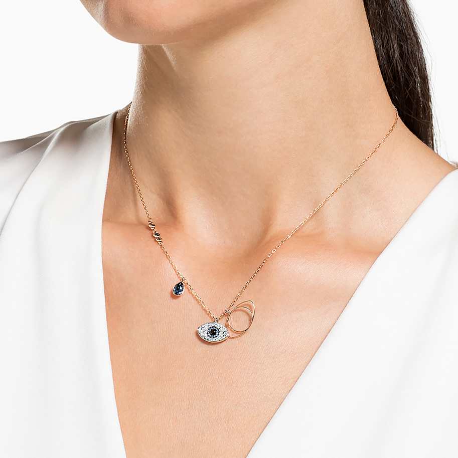 Swarovski Symbolica pendant, Evil eye, Blue, Mixed metal finish