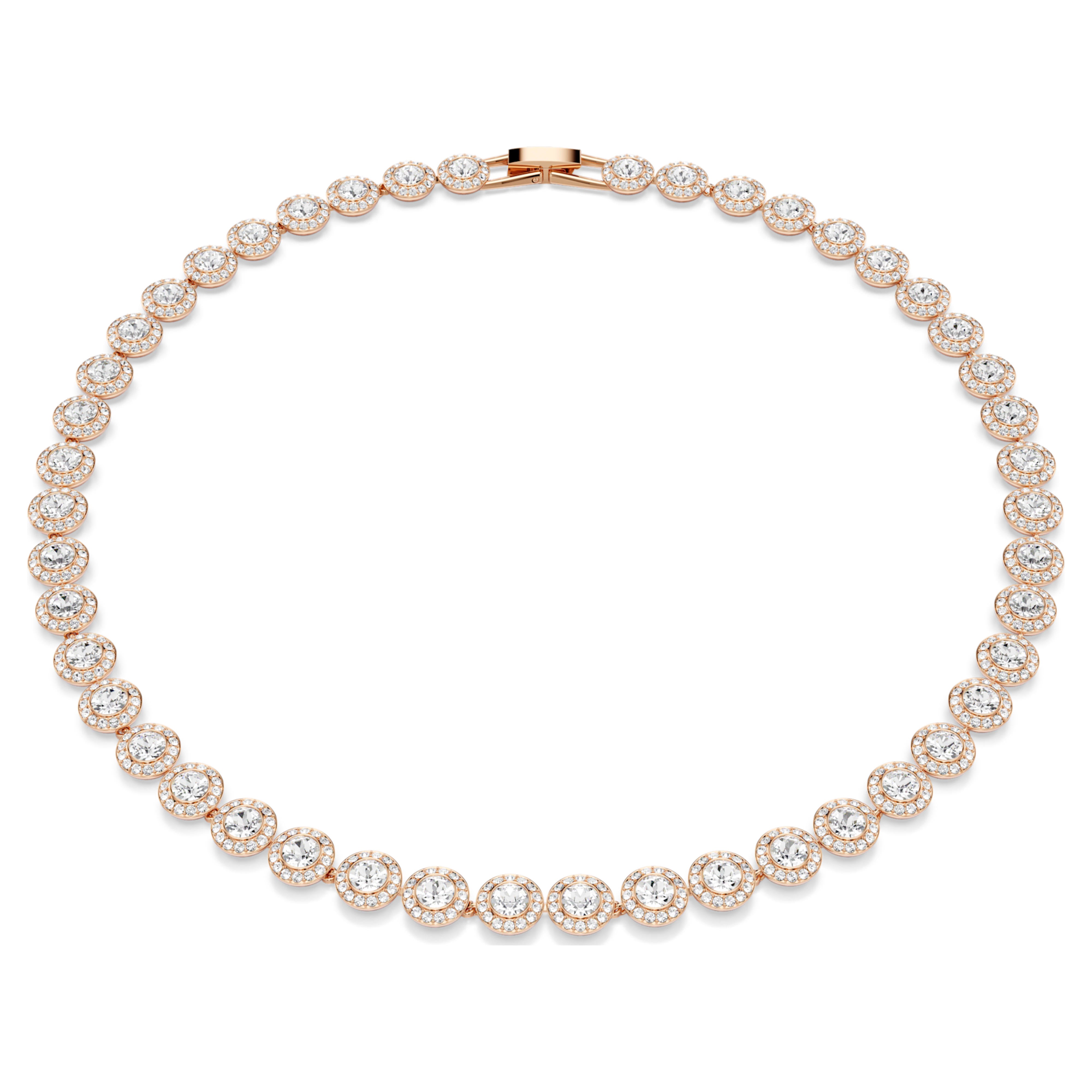 Swarovski Una Angelic Necklace – Round cut, Medium, White, 18K rose gold finish