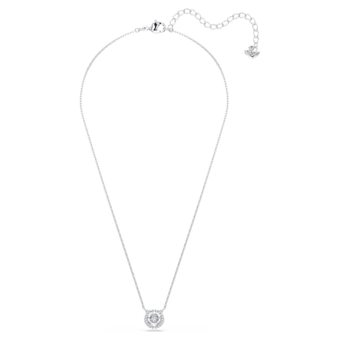 Swarovski Una necklace, Round cut, Blue, Rhodium plated
