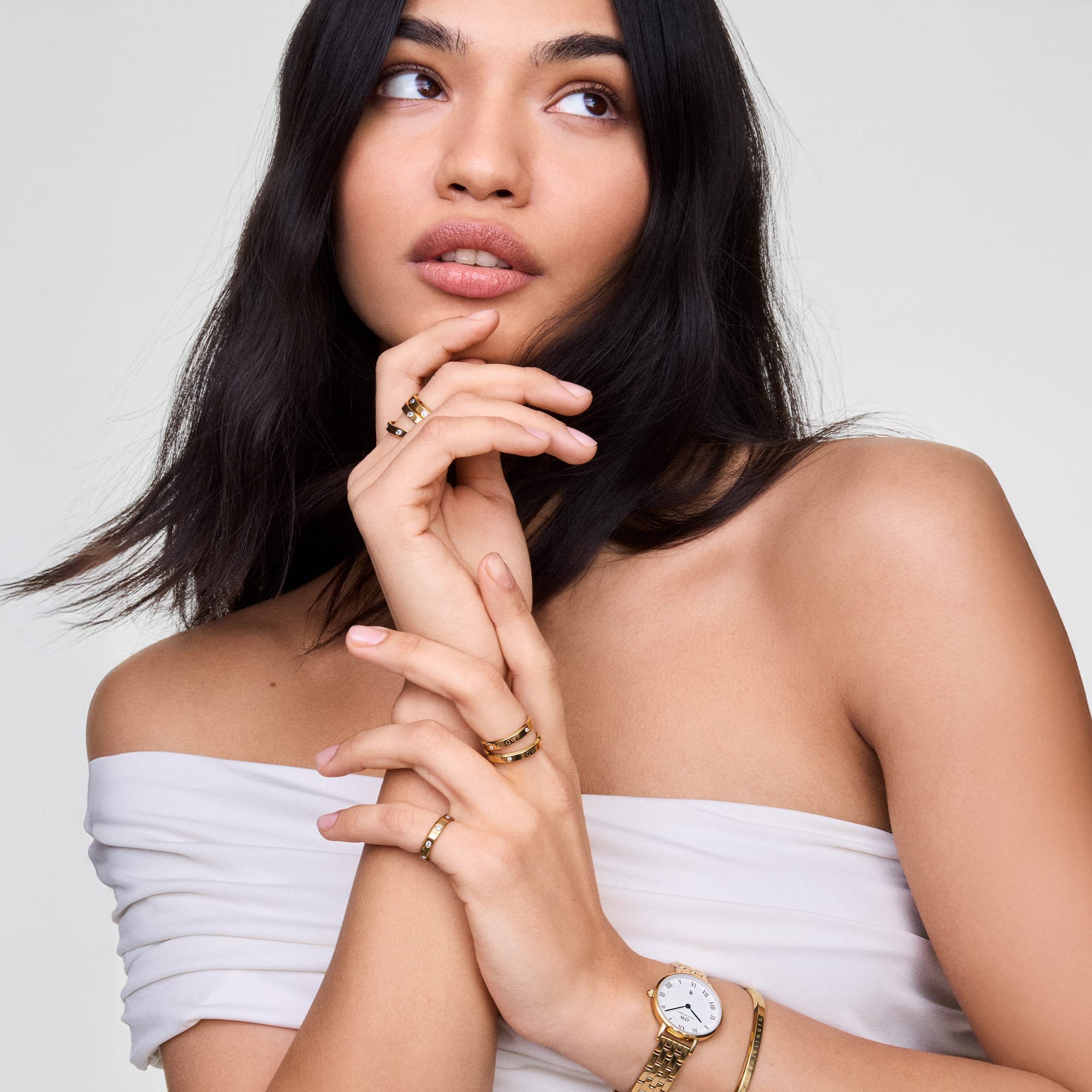 Daniel Wellington Petite Roman Numerals Date 5-link Gold