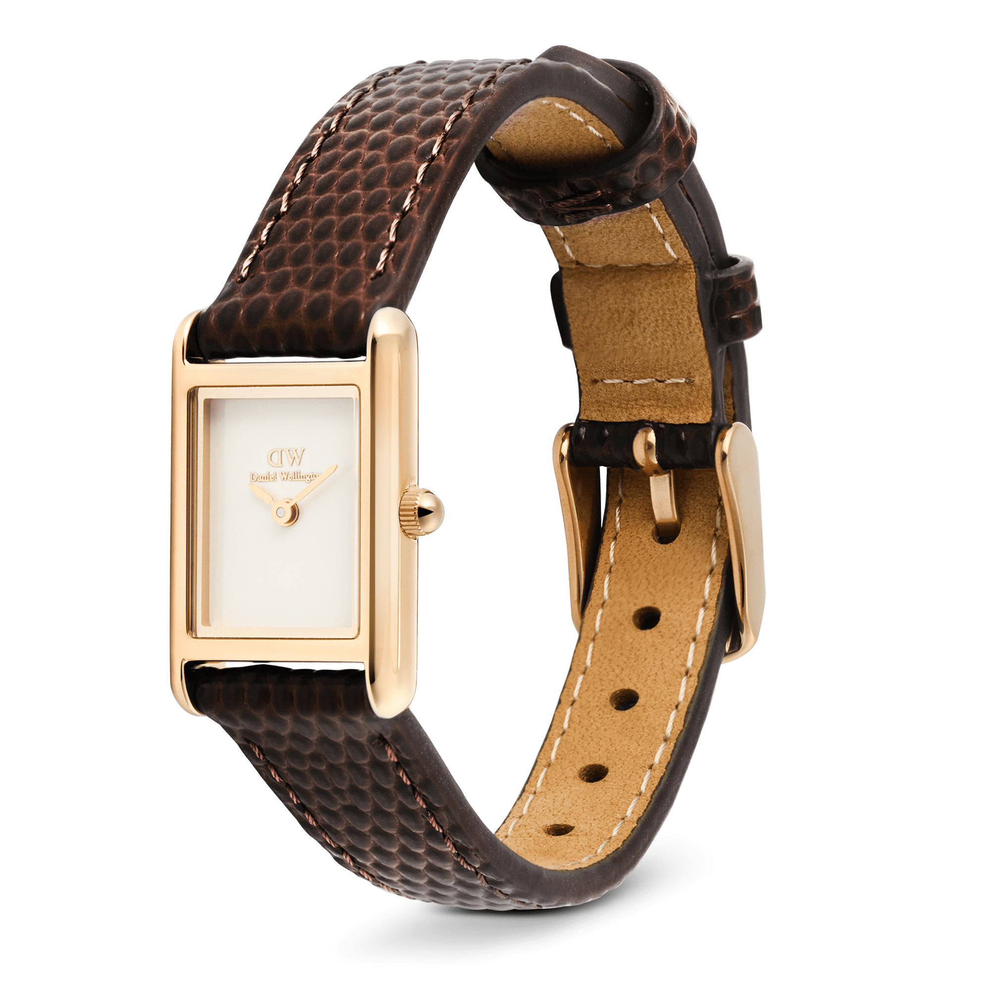 Daniel Wellington Bound Mini Dark Brown Lizard Rose Gold