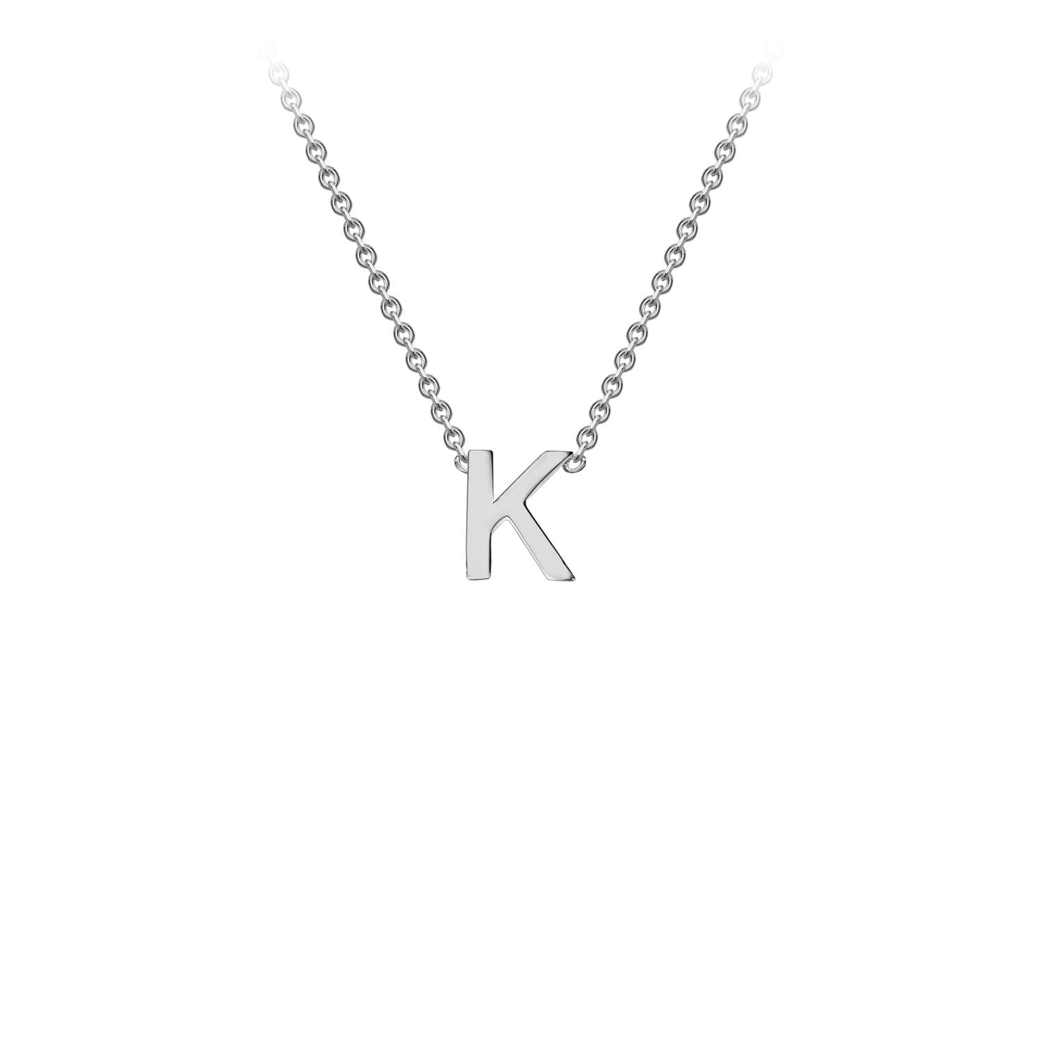 9ct White Gold 'K' Initial Adjustable Letter Necklace 38/43cm