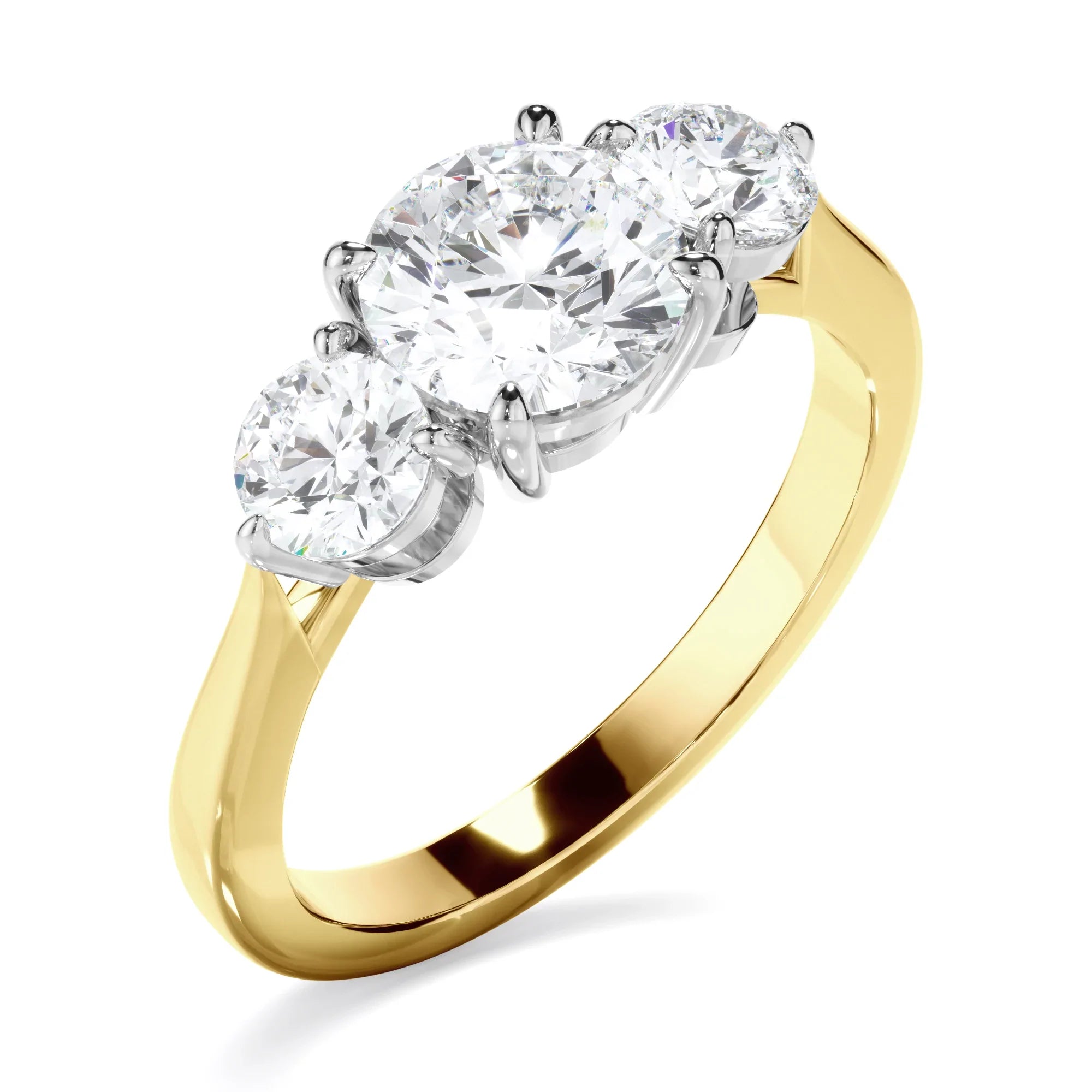 Round Brilliant Cut Diamond Trilogy Engagement Ring