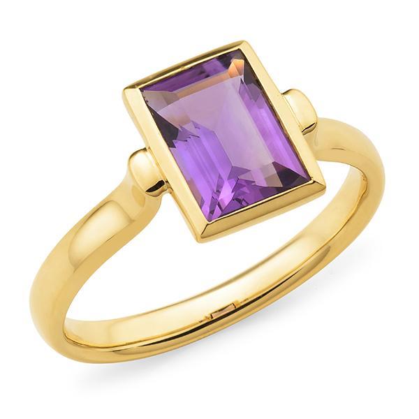 Amethyst Bezel Set Dress Ring in 9ct Yellow Gold