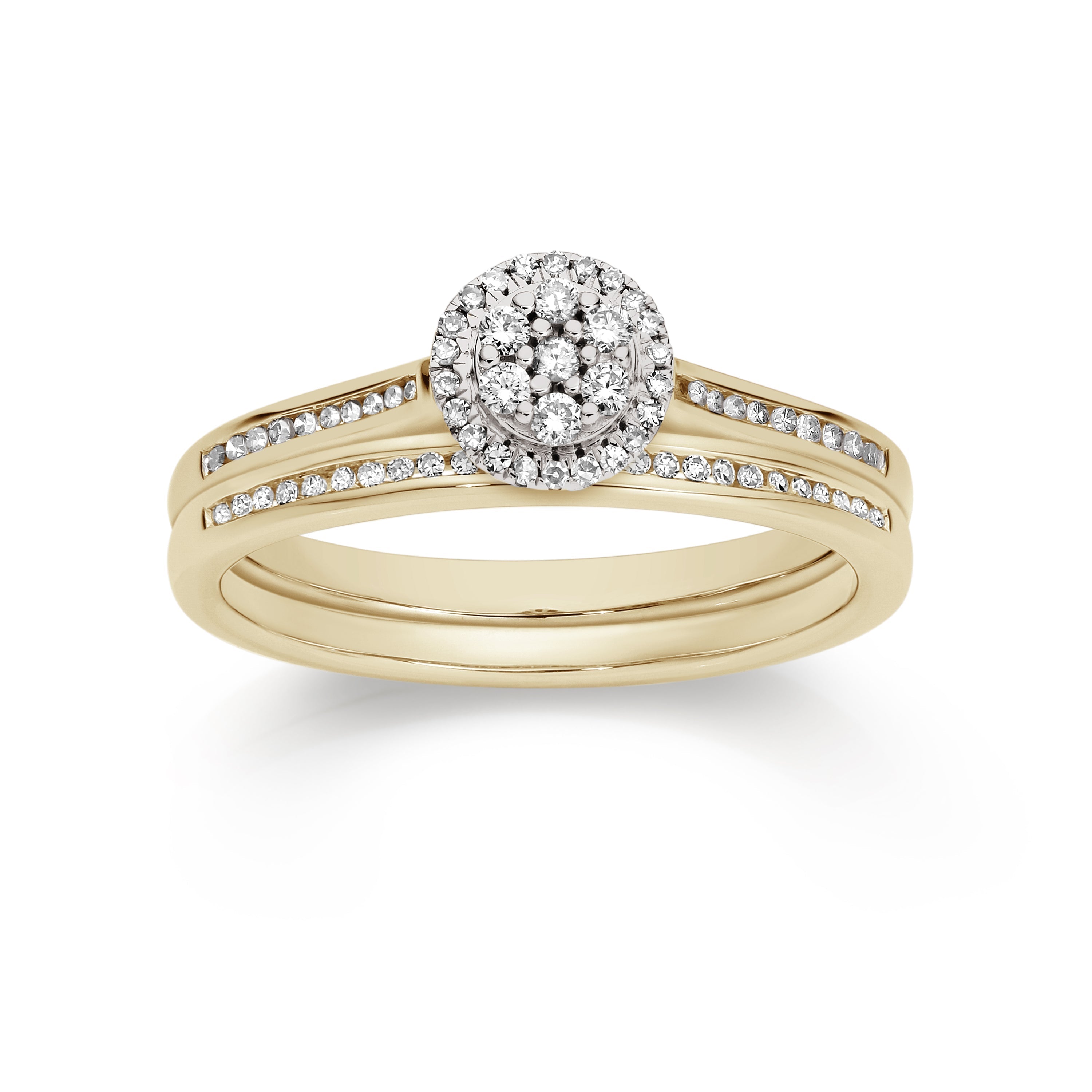 9ct gold 0.25ct diamond ring includes matching band