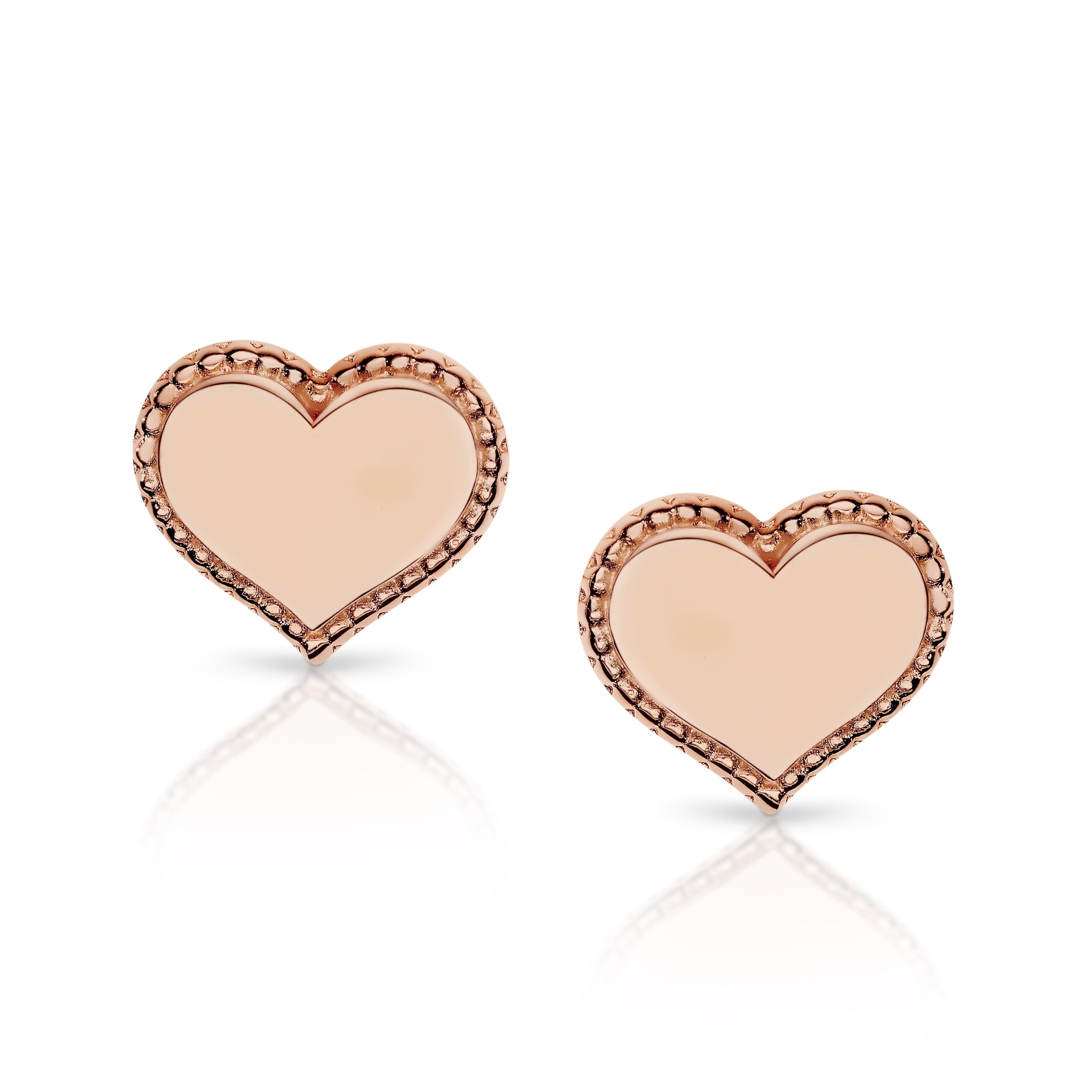 9ct rose gold heart studs