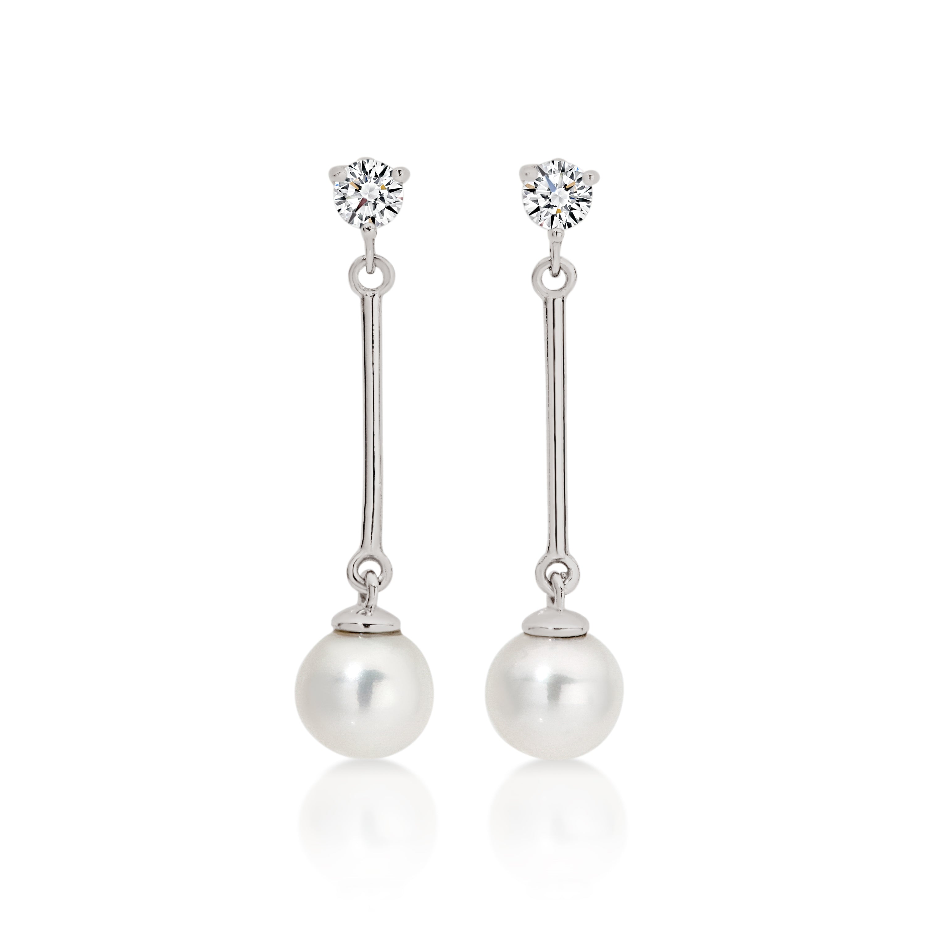 9ct white gold pearl drop earrings