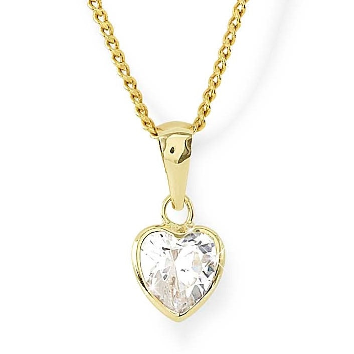 9ct gold bezel stone set heart pendant