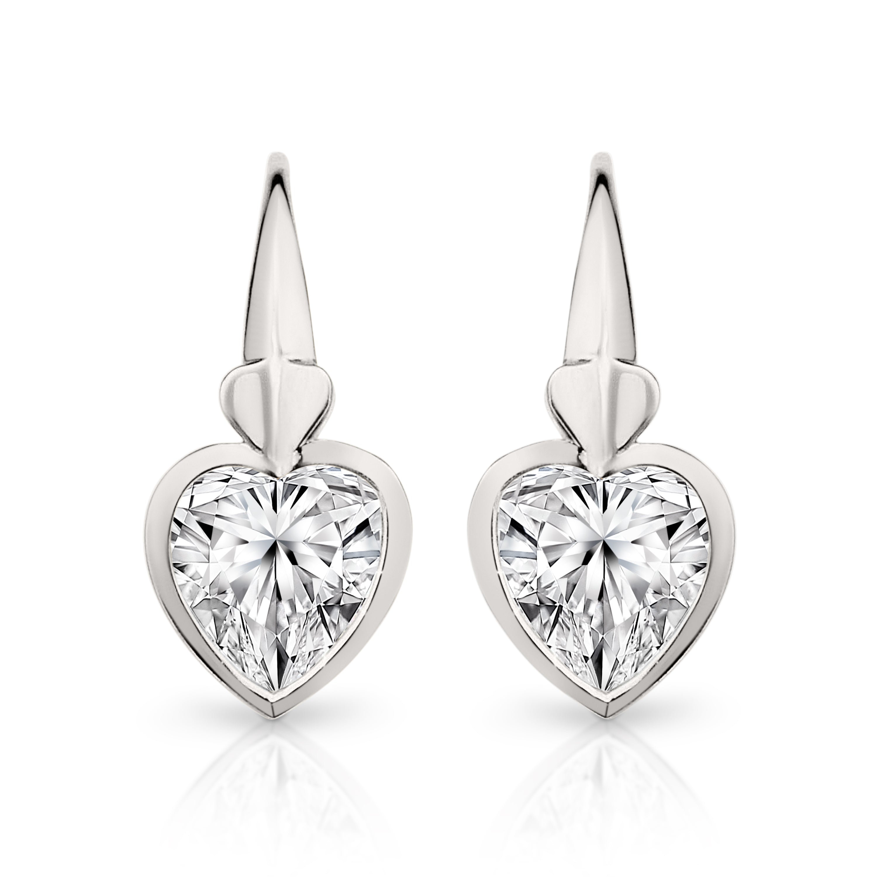 9ct white gold cubic zirconia heart drops