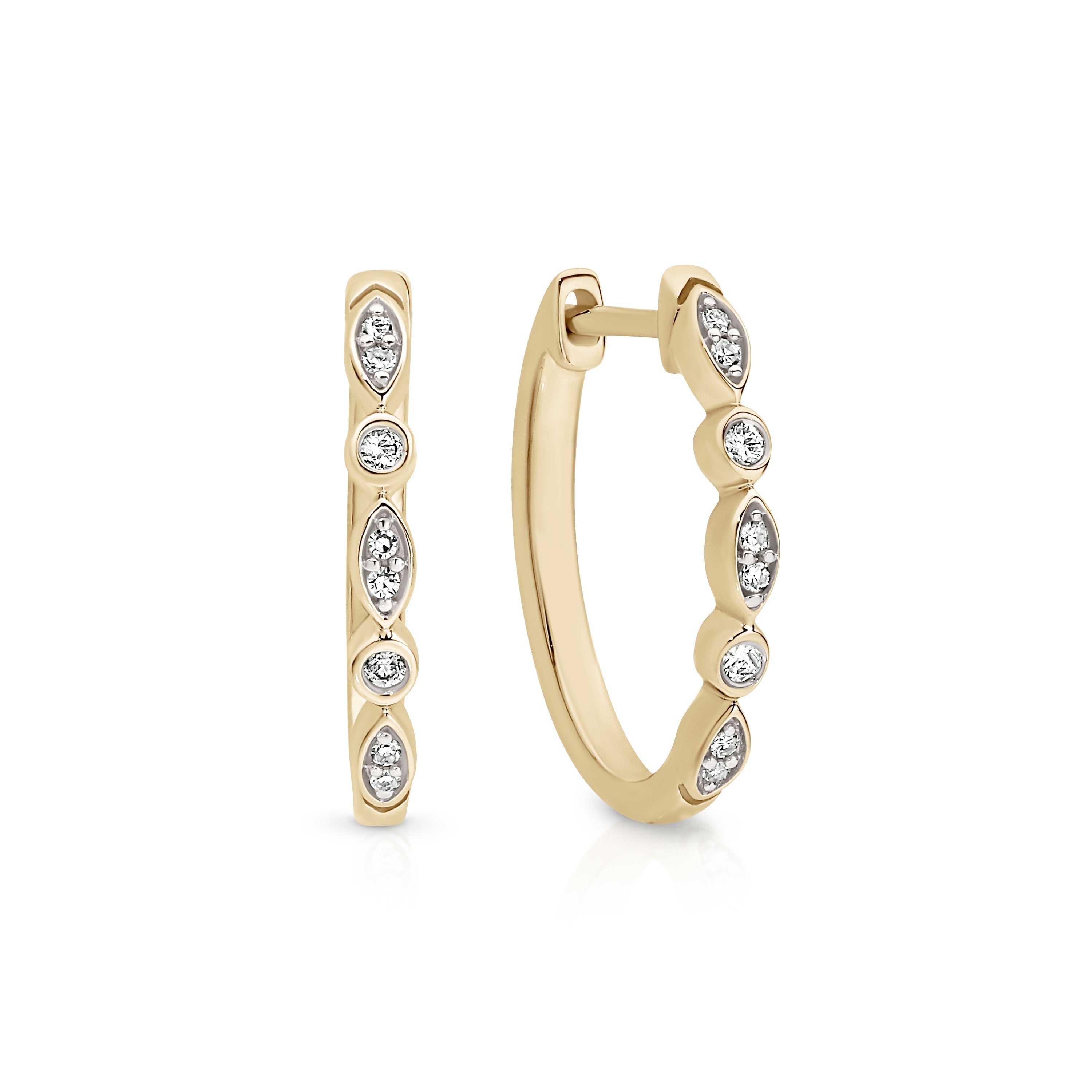 9ct 0.10ct diamond huggie earrings