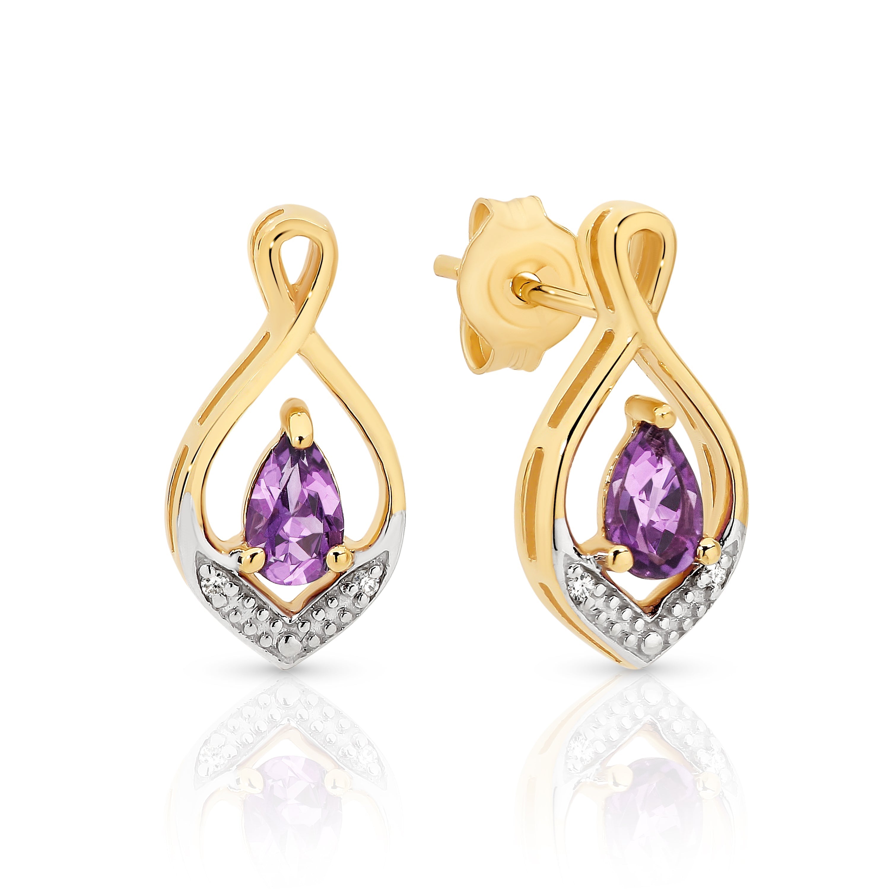 9ct amethyst & diamond earrings
