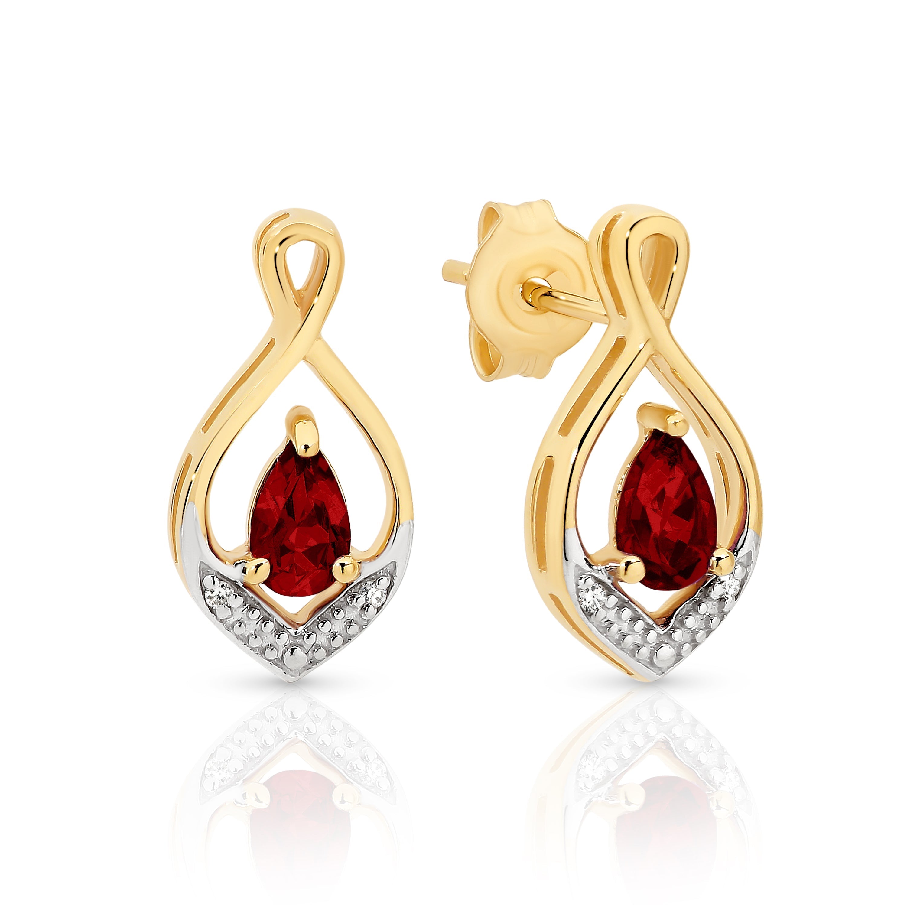 9ct garnet & diamond earrings