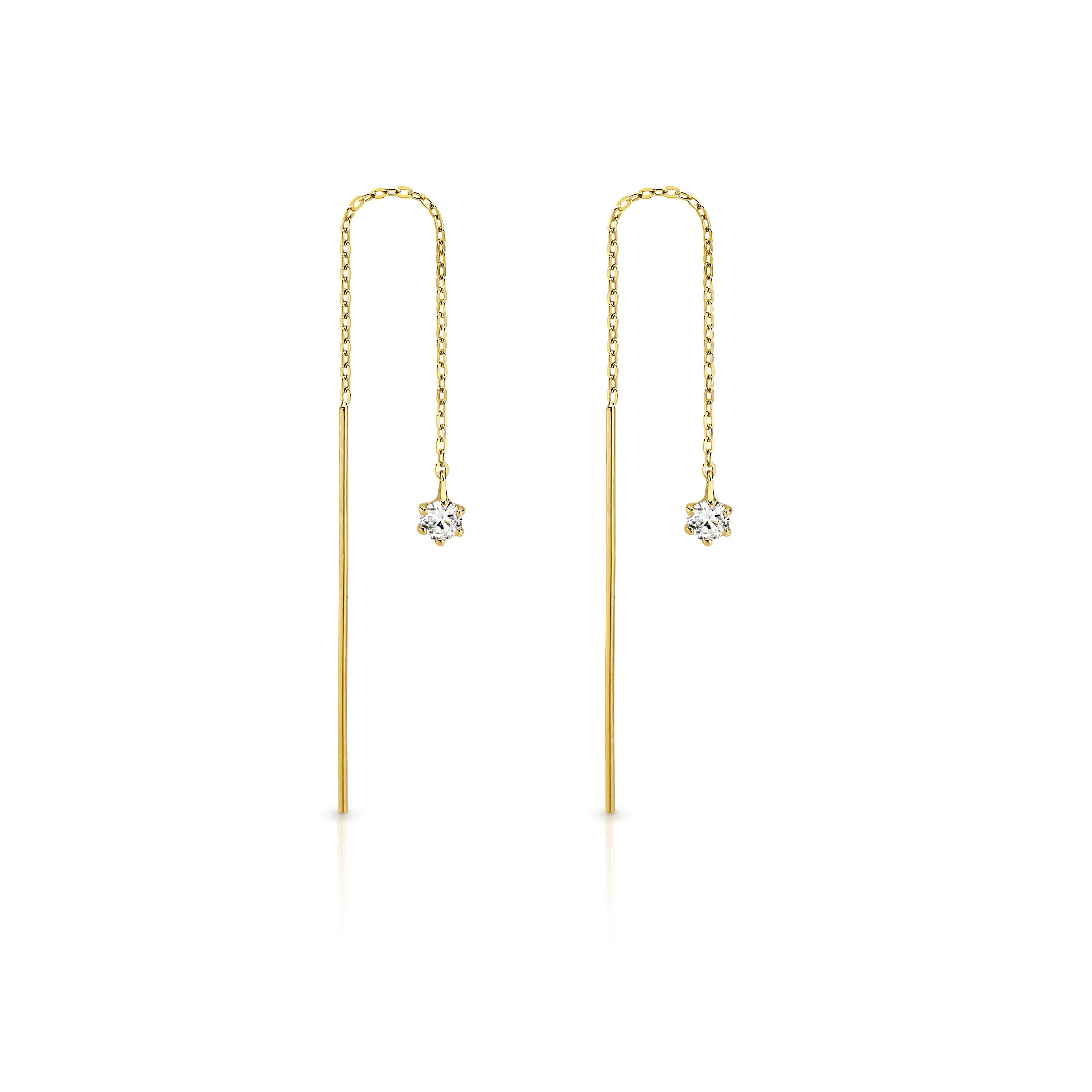 9ct gold cubic zirconia thread earrings