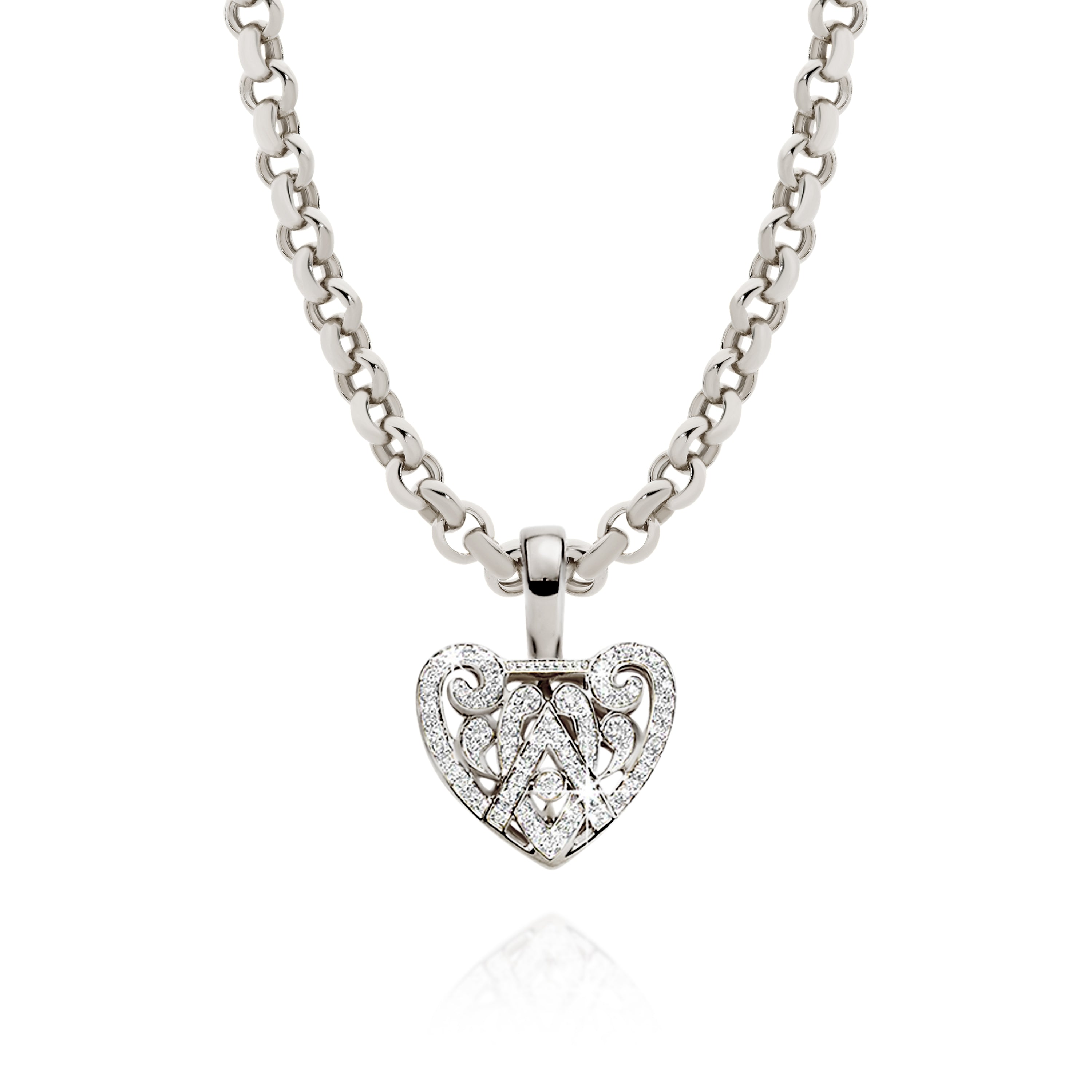9ct white gold 0.15ct diamond heart pendant
