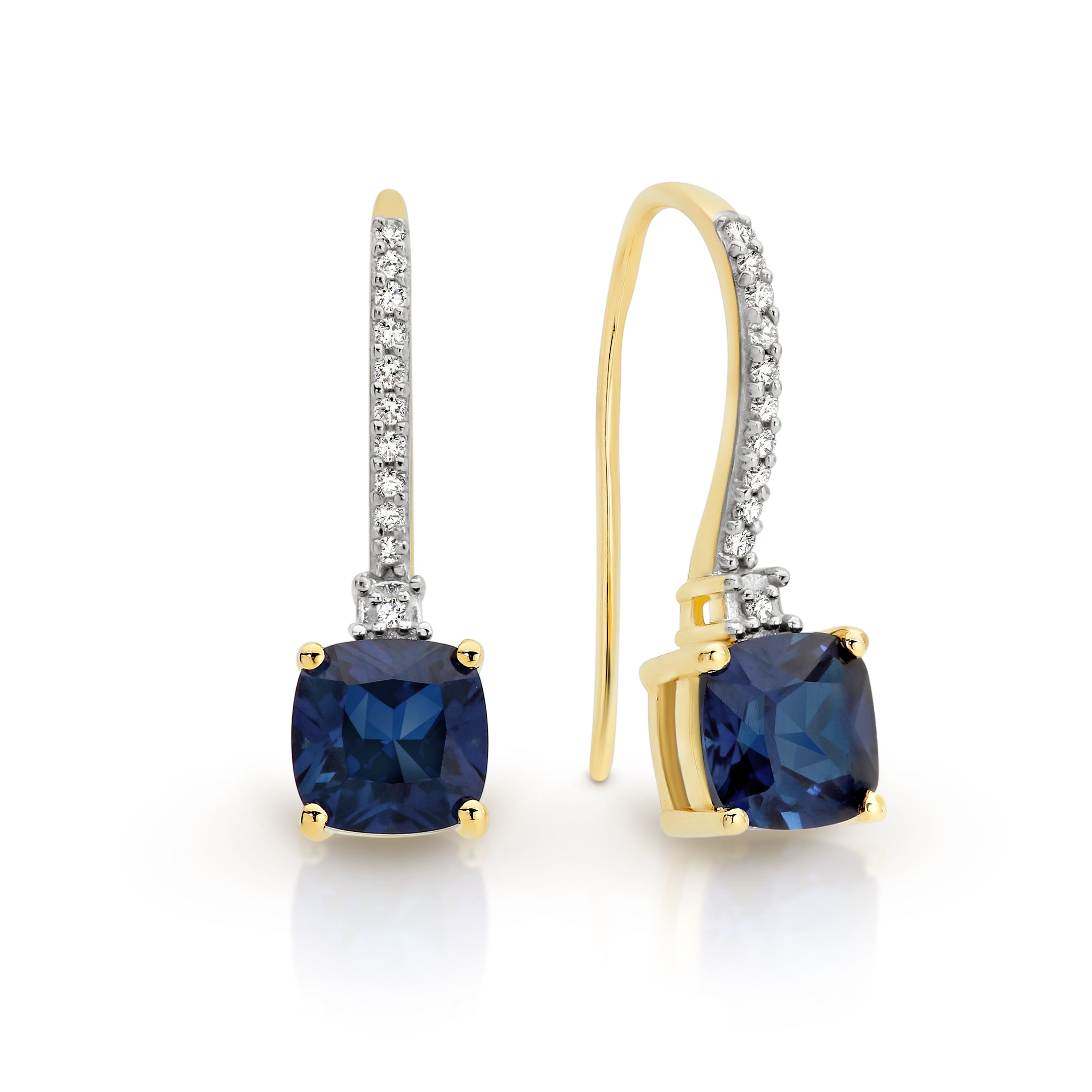 9ct created sapphire & diamond earrings