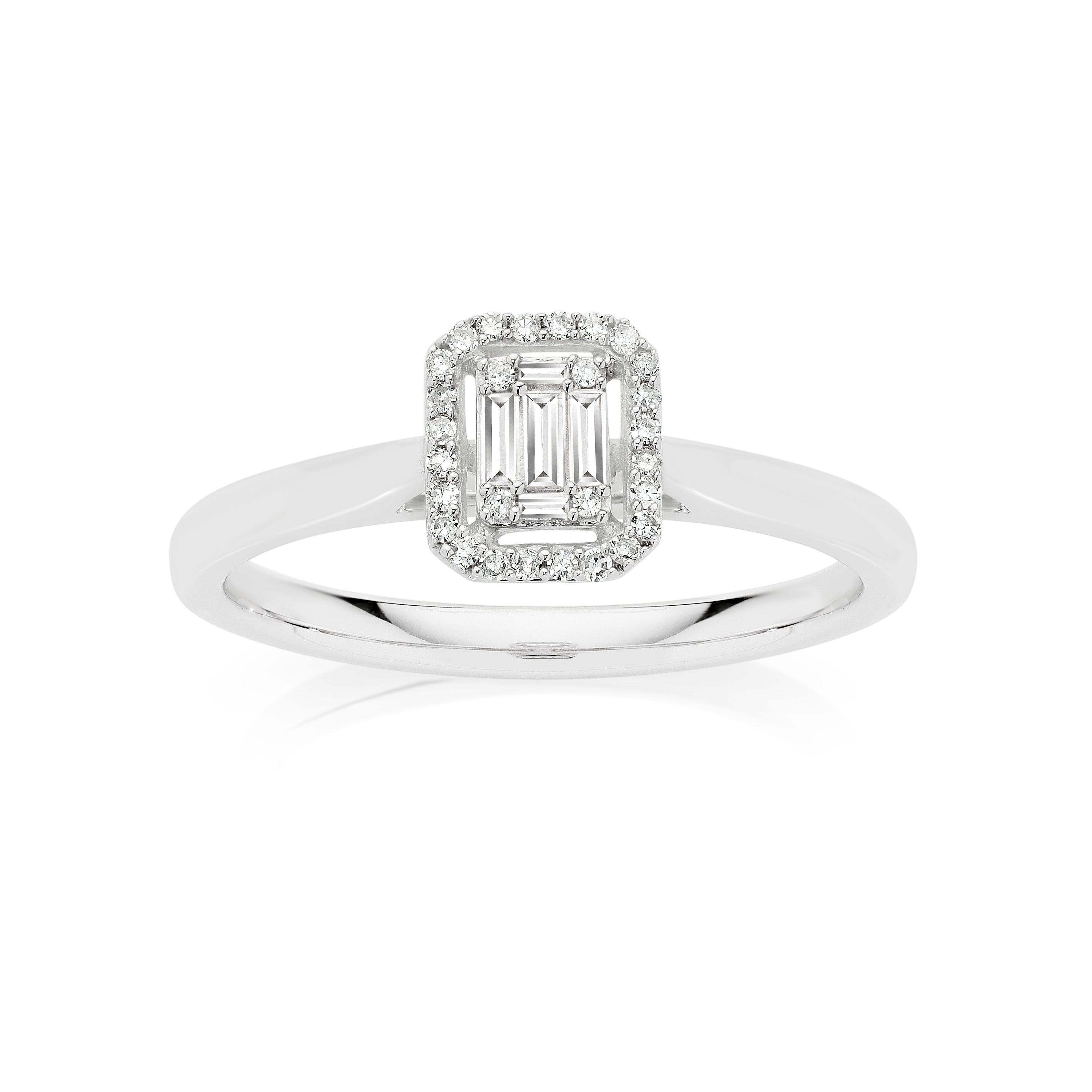 9ct 0.18ct diamond emerald cut ring