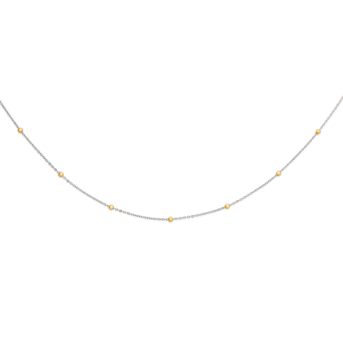 9ct white & yellow gold ball necklet