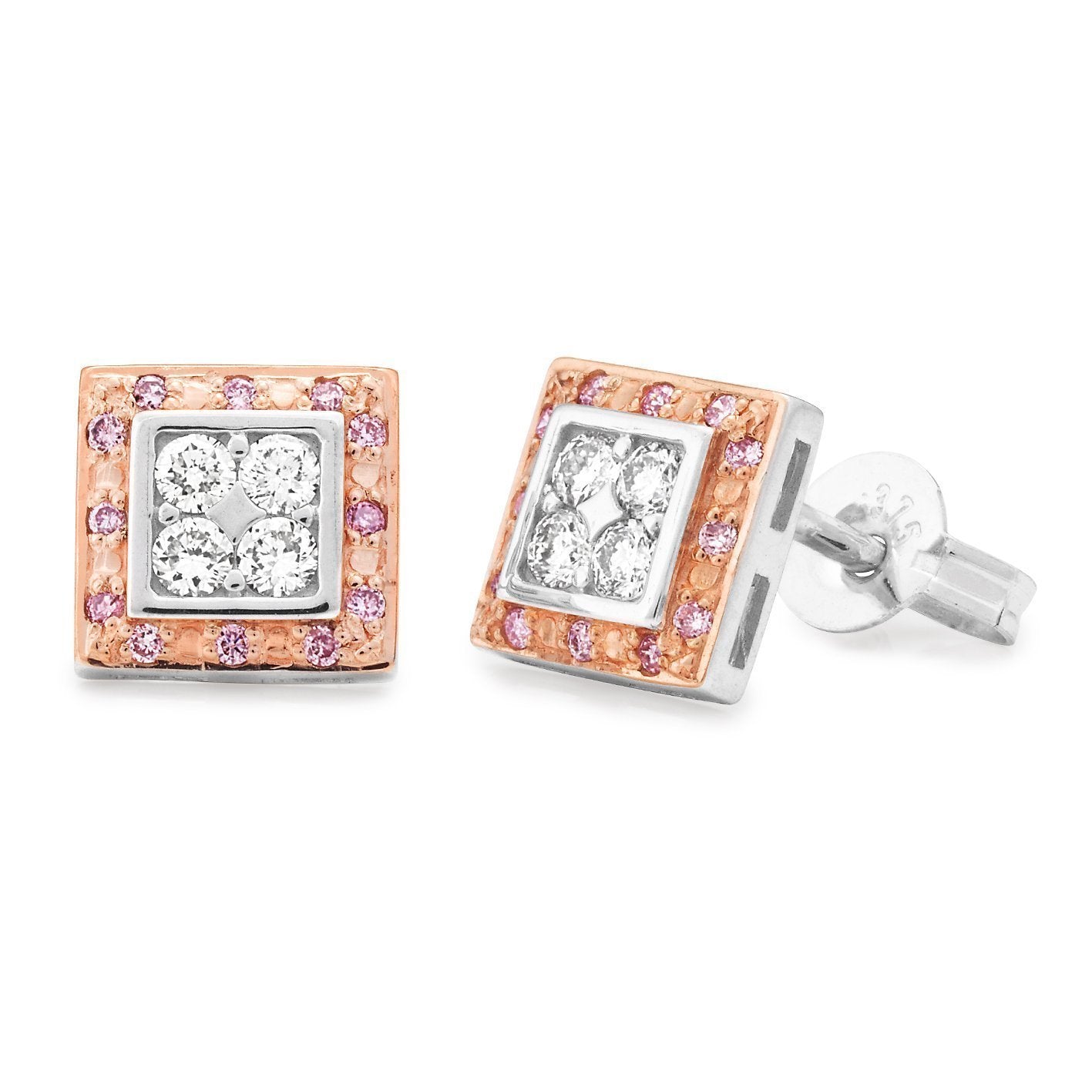 PINK CAVIAR 0.28ct Pink Diamond Earrings in 9ct White & Rose Gold
