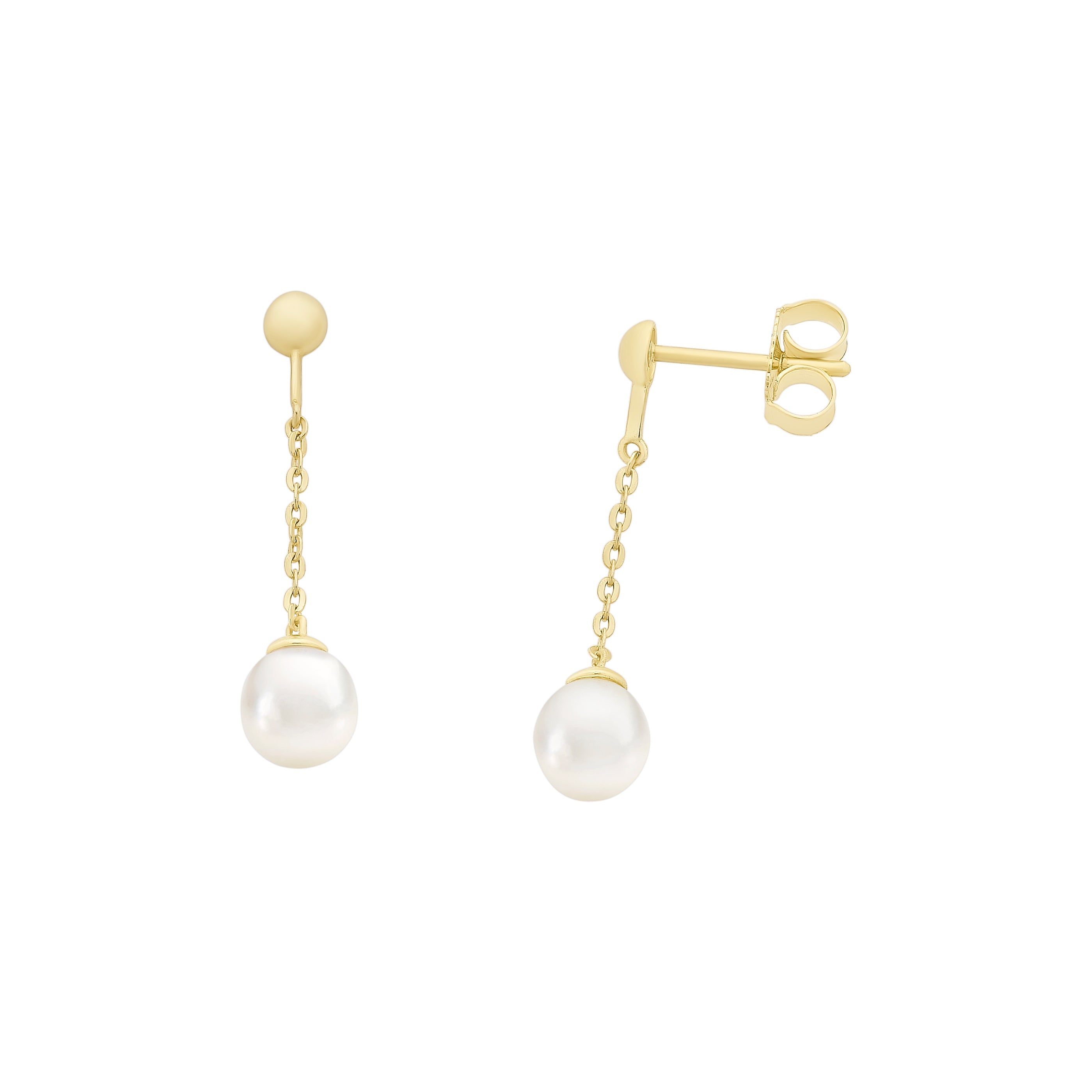 9ct Gold Freshwater Pearl Drop Stud Earrings