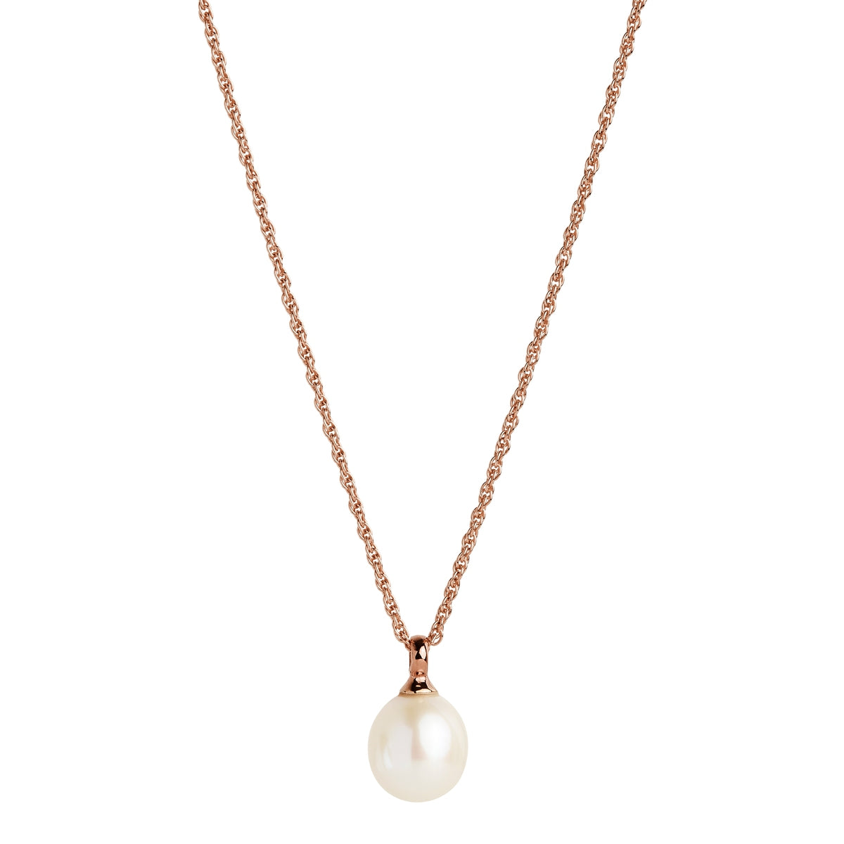 Dew Drop Rose Gold Pearl Necklace (45cm)