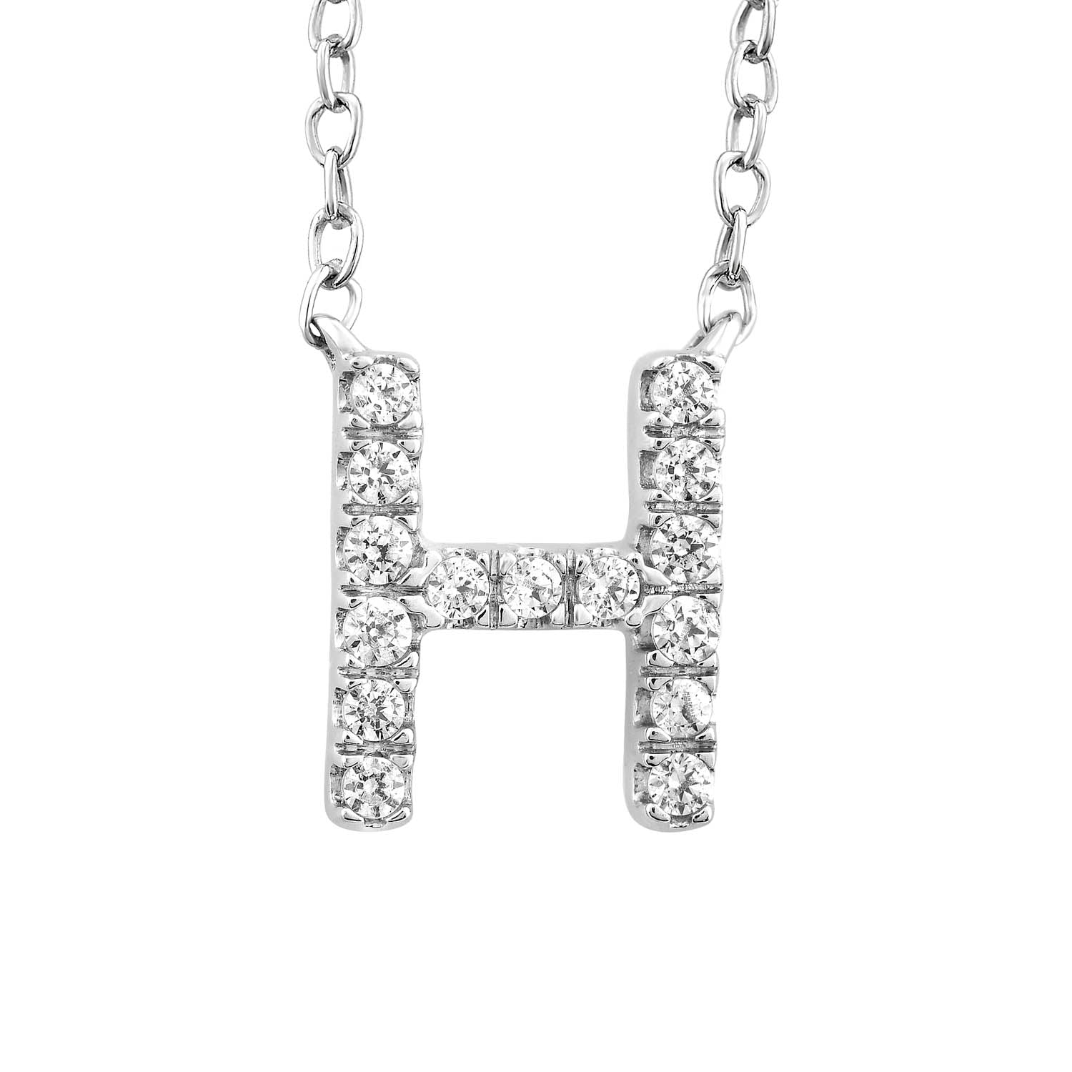 9ct White Gold Diamond Initial 'H' Necklace